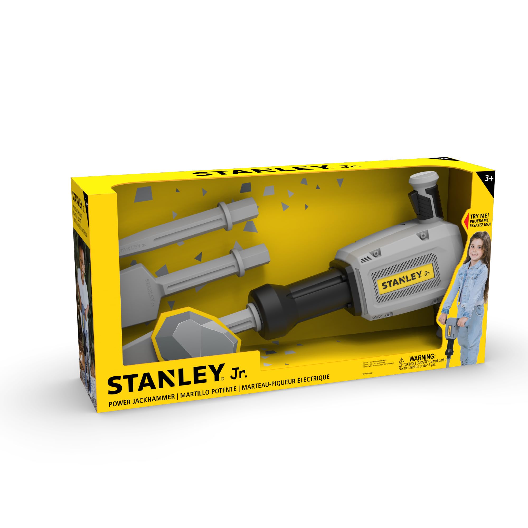 Stanley Jr. Battery-Operated Toy Jackhammer – Realistic Construction Toy with Lights & Sounds Durable Pretend Play Tool for Kids Ages 3+s Includes Batteries