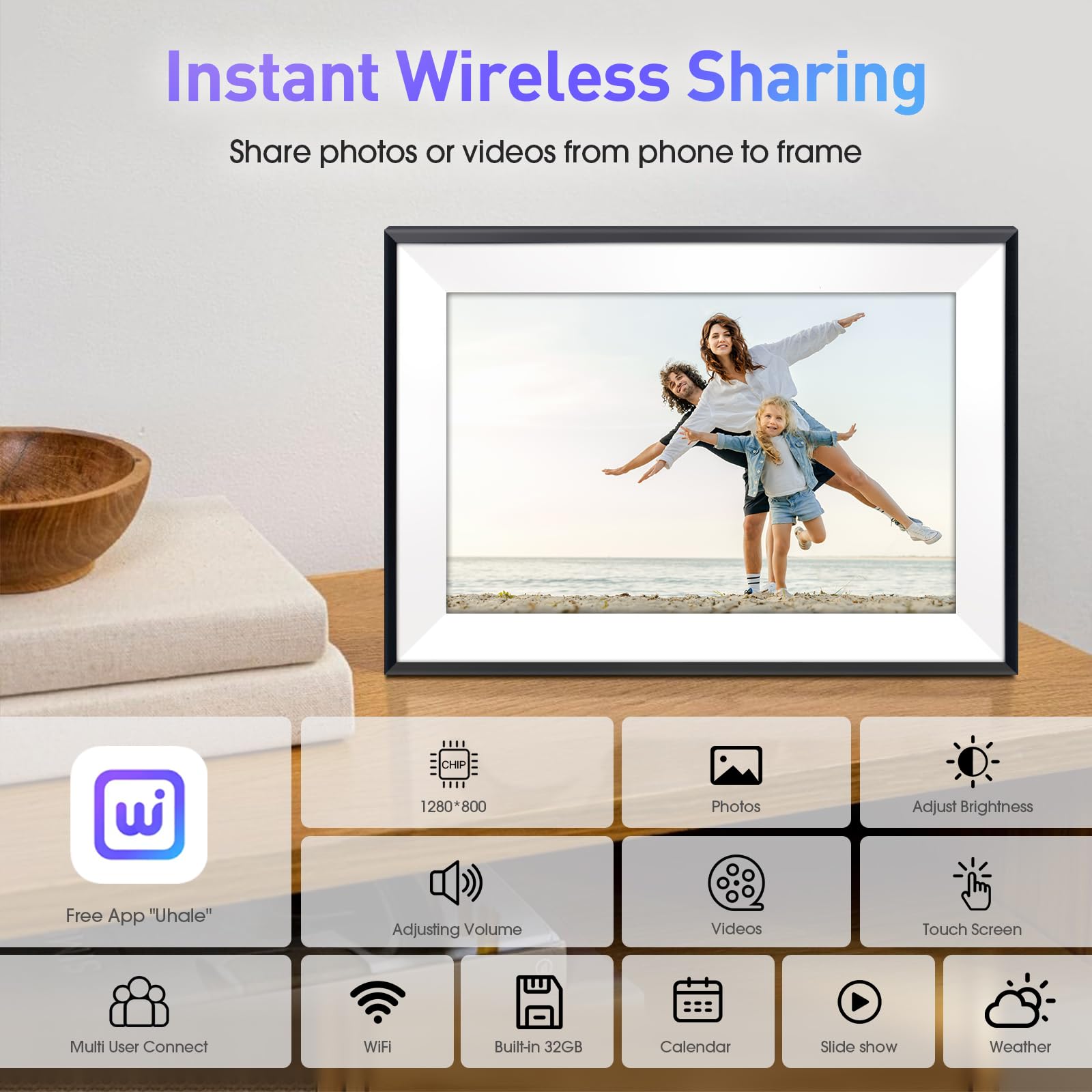 Ekasoco WiFi Digital Photo Frame 10.1 Inch, Digital Photo Frame 1280x800 IPS Touchscreen Photo Frame Digital with 32GB Memory - Image 4