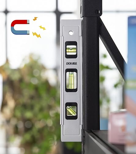 Miniatura 5 de DOWELL Caja de nivel de torpedo magnético Mini caja de nivel de burbuja con marco de aleación de nivel de burbuja 1809045 grados 9 pulgadas (1,