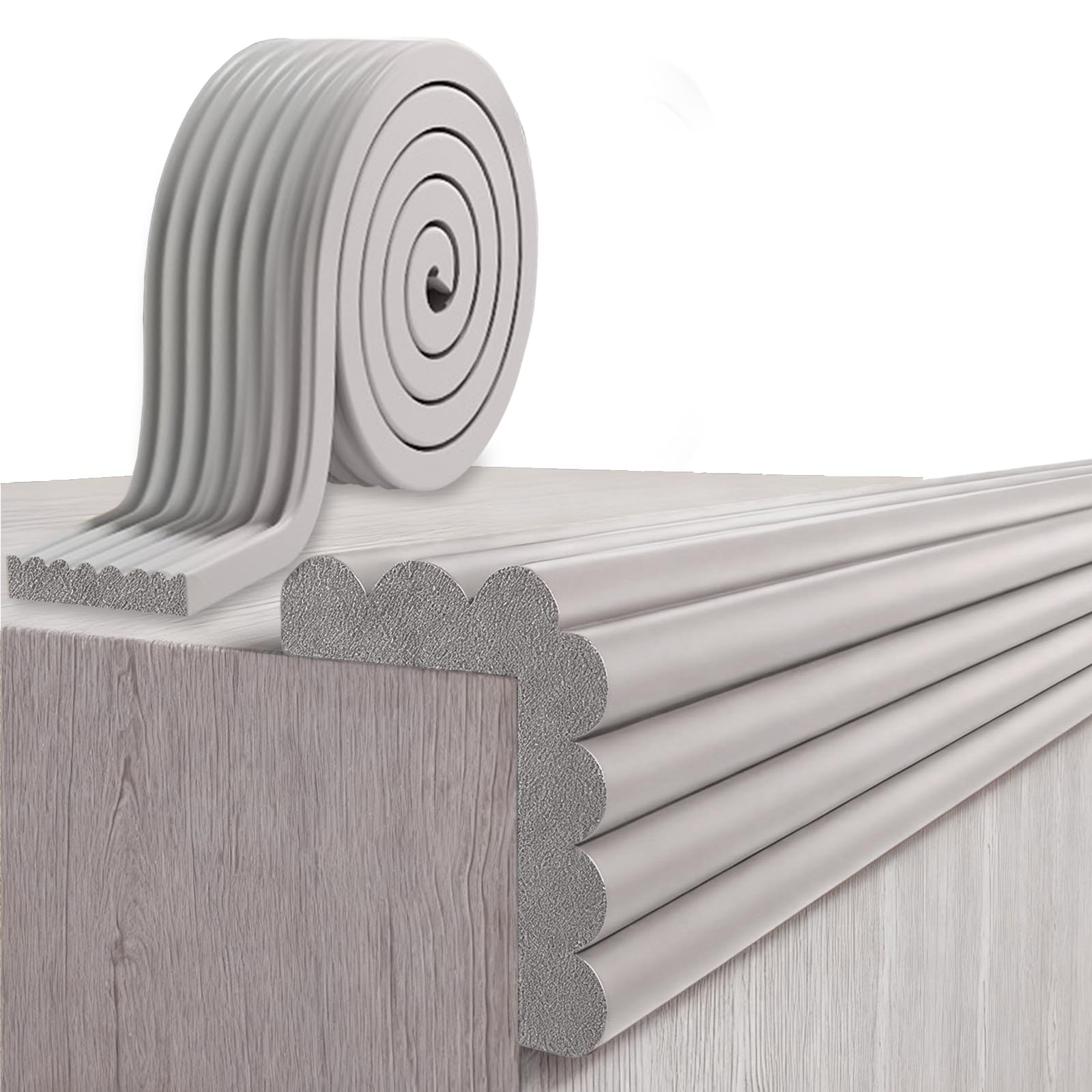 Kantenschutz Baby Schaumstoff, Tischkantenschutz Ecken, Kantenschutz Selbstklebend für Kinder, Bett, Fensterbank & Schreibtisch, Möbel (Grau, 2M X 8CM)