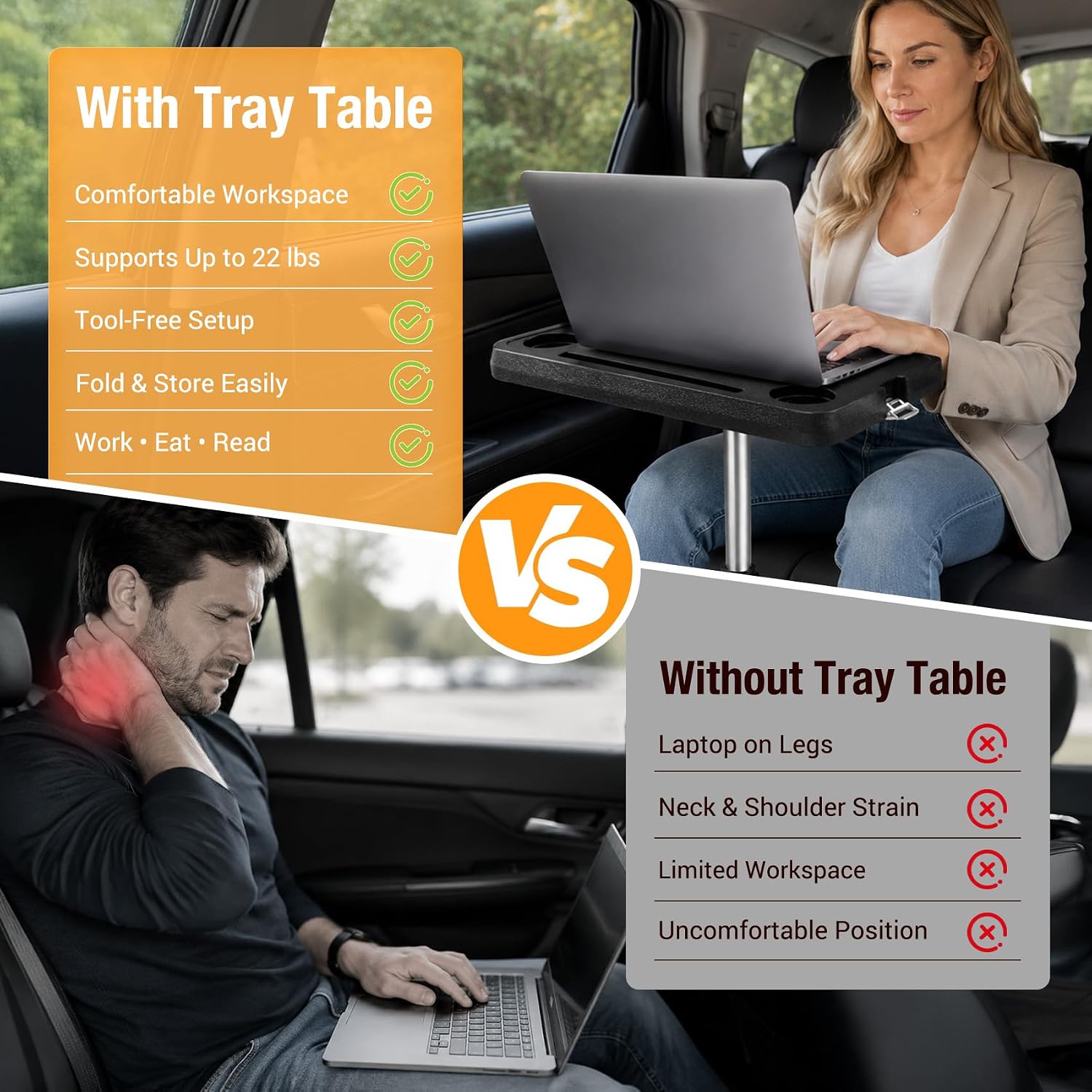 Car Seat Tray Table,Car Desk for Laptop Adjustable to 20-29in image 5