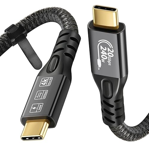 USB C Cable 3.2 Gen 2X2 20Gbps, Type C 4K60Hz UHD Video 5A240W PD3.1 Fast Charge Cord with E-Marker Compatible with Thunderbolt 34 MacBook Pro