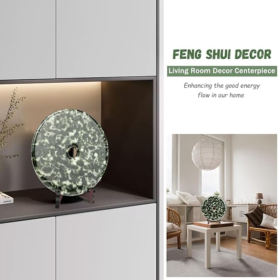gemshan 8.6inch Large Jade Feng Shu Statue- Handcrafted Chinese Symbol of Peace Statue,Jade Ping Buckle Statue Decor Living Room Unique Gift for Housewarming Art Collectors