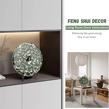 gemshan 8.6inch Large Jade Feng Shu Statue- Handcrafted Chinese Symbol of Peace Statue,Jade Ping Buckle Statue Decor Living Room Unique Gift for Housewarming Art Collectors