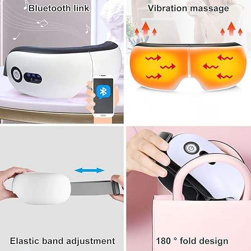 Miniatura 4 de Masajeador de ojos  Masajeador de ojos inteligente portátil plegable con calefacción 4 modos cómodo y transpirable máscara de ojos con música