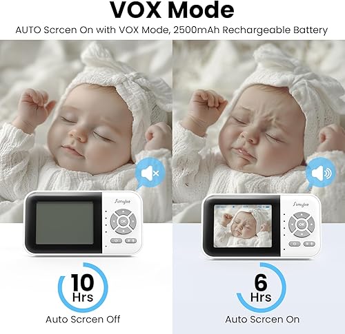 Miniatura 5 de Monitor de bebé de video de 2 cámaras, dos modos, pantalla IPS de 2.8 pulgadas, visión nocturna, conversación de 2 vías, alcance de 1200 pies, VOX,