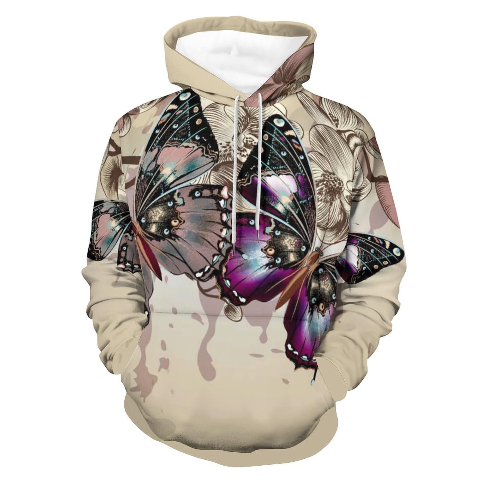 Sweats à capuche papillon rétro | Pull unisexe taille S - 8
