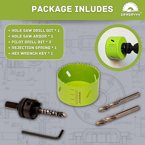 Miniatura 6 de Sierra de agujero para madera, cortador de agujeros bimetálico HSS con broca piloto para madera contrachapada, cornhole, techo y paneles de yeso,