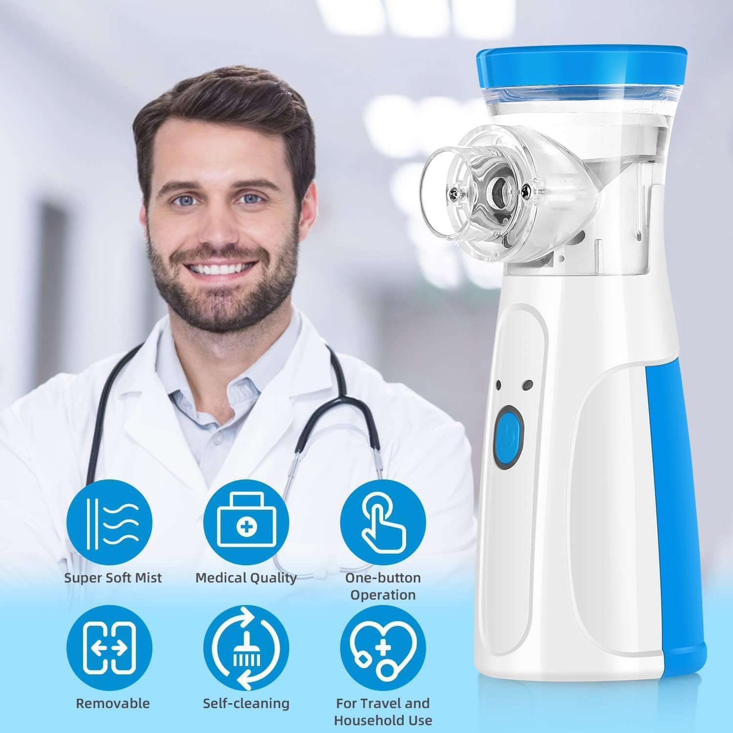 Pridarsh Portable Mesh Nebulizer, Silent and Compact Nebulizer Machine for Adult and Kids, Wireless Vaporizer Machine With Respiratory Mask, Effective for Cough, Asthma, Sinusitis, and Bronchitis, Steam Inhaler for Cold and Cough -Quick Relief and Daily Use Vaporiser - Image 7 thumbnail