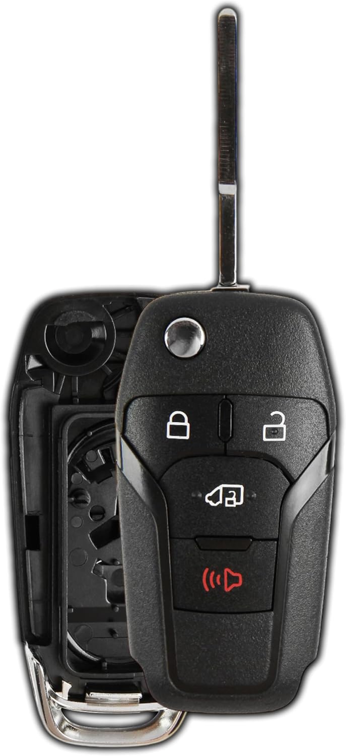 KeylessOption Key Fob Cover Case Replacement for 2019 2020 Ford Transit Connect Remote Shell, 4-Button N5F-A08TAA, No Programming Required