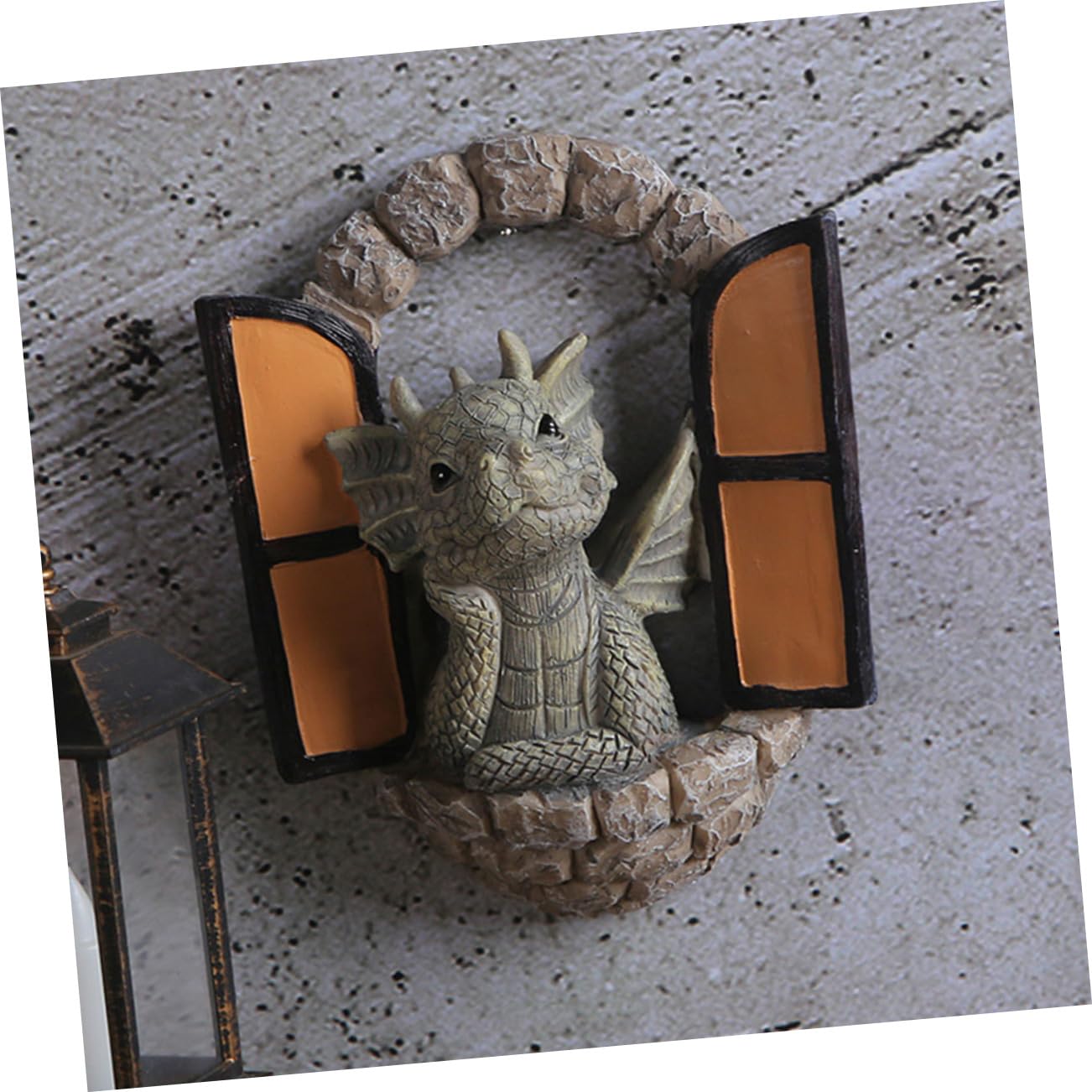 Statue da Esterno in Resina a Forma di Drago 2 Pezzi, Decorazioni da Giardino Ornamentali Resistenti, Elementi per Esterni e Interni, Sculture Artistiche per Prato e Cortile