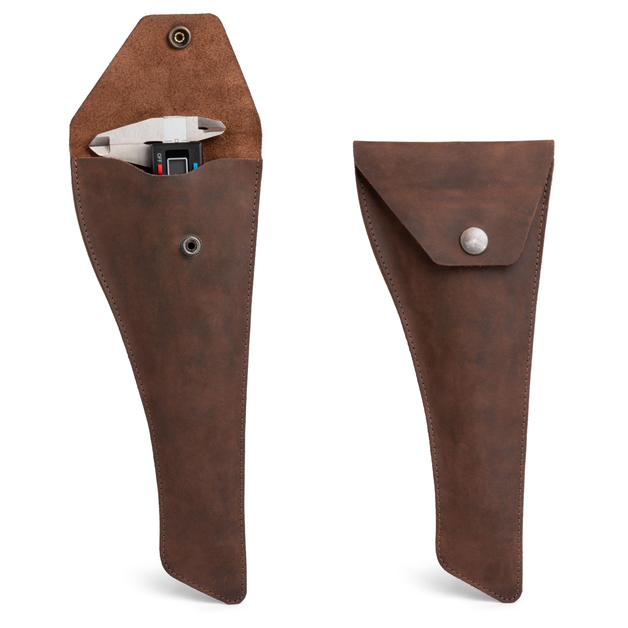 Hide & Drink, Manchon pour pied à coulisse - Étui à outils de mesure fait à la main en cuir pleine fleur - Marron bourbon