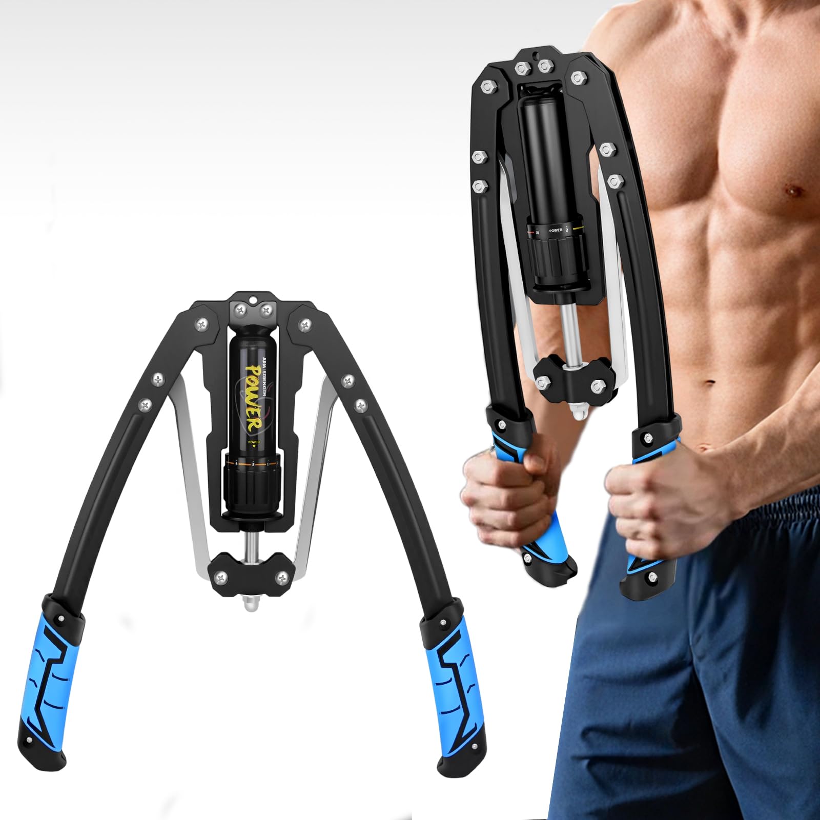 Adjustable Hydraulic Power Twister (10-200kg) - Chest Expander & Arm Strengthener for Men/Women | Bicep Shoulder Exercise Equipment | Compact Foldable (45cm)