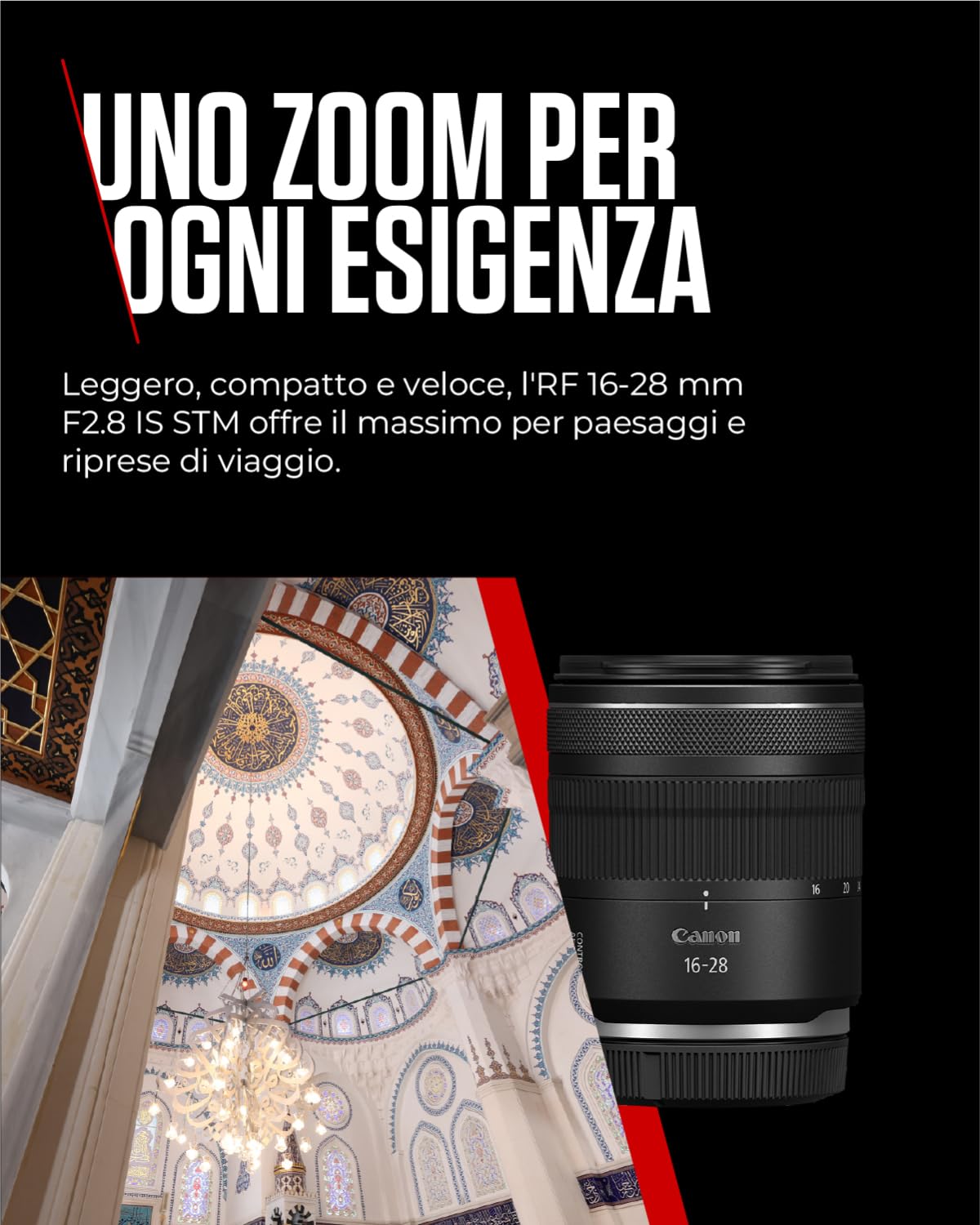 Canon Obiettivo RF 16-28mm F2.8 IS STM - Obiettivo Zoom Ultra-Grandangolare con Stabilizzatore Ottico da 5,5 - Ideali per Paesaggi e Viaggi - Compatibile con Fotocamere Canon EOS R