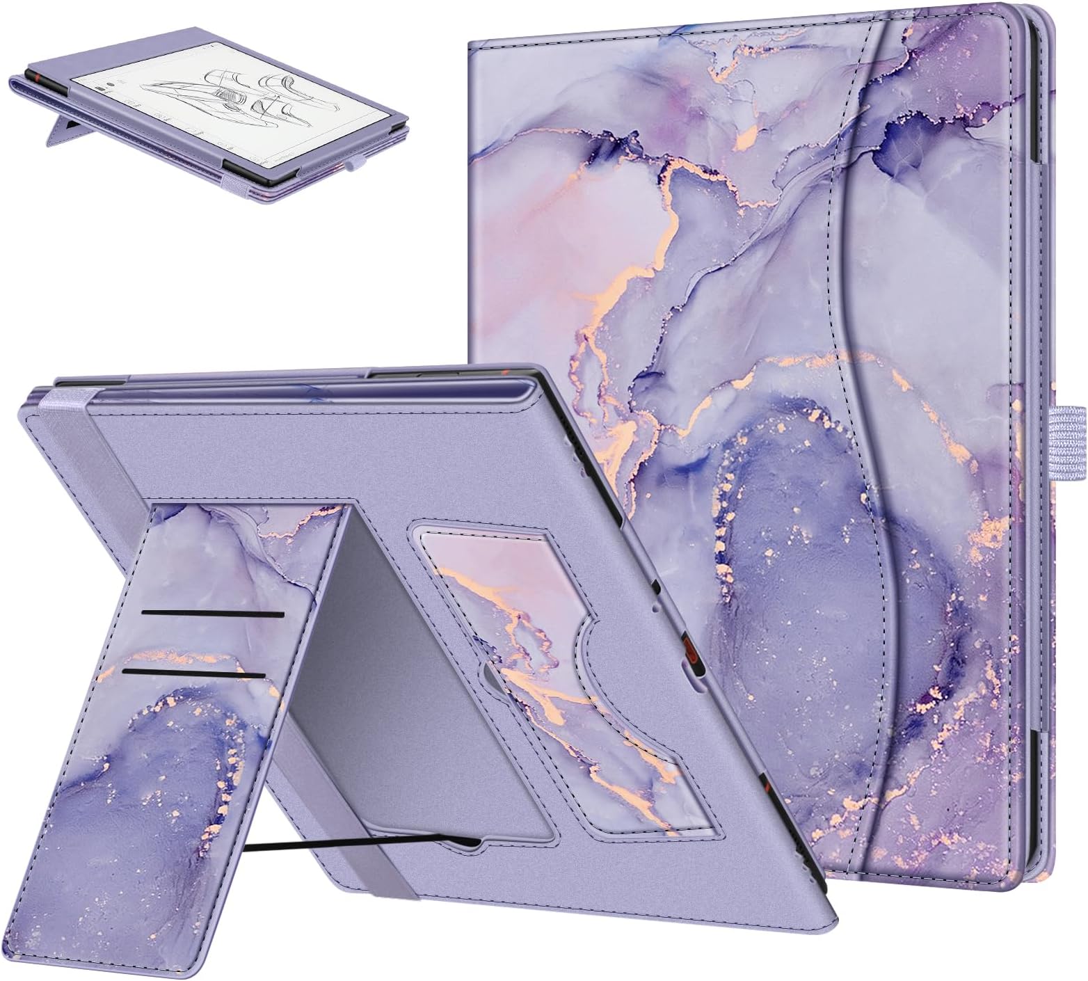 Fintie Case for 10.3" Boox Note Air 5 C (2025)/ Note Air4 C (2024)/ Note Air3 C/ Air3 B/W (2023) Tablet ePaper -Premium PU Leather Stand Cover Auto Sleep/Wake with Card Slot & Pen Holder, Lilac Marble