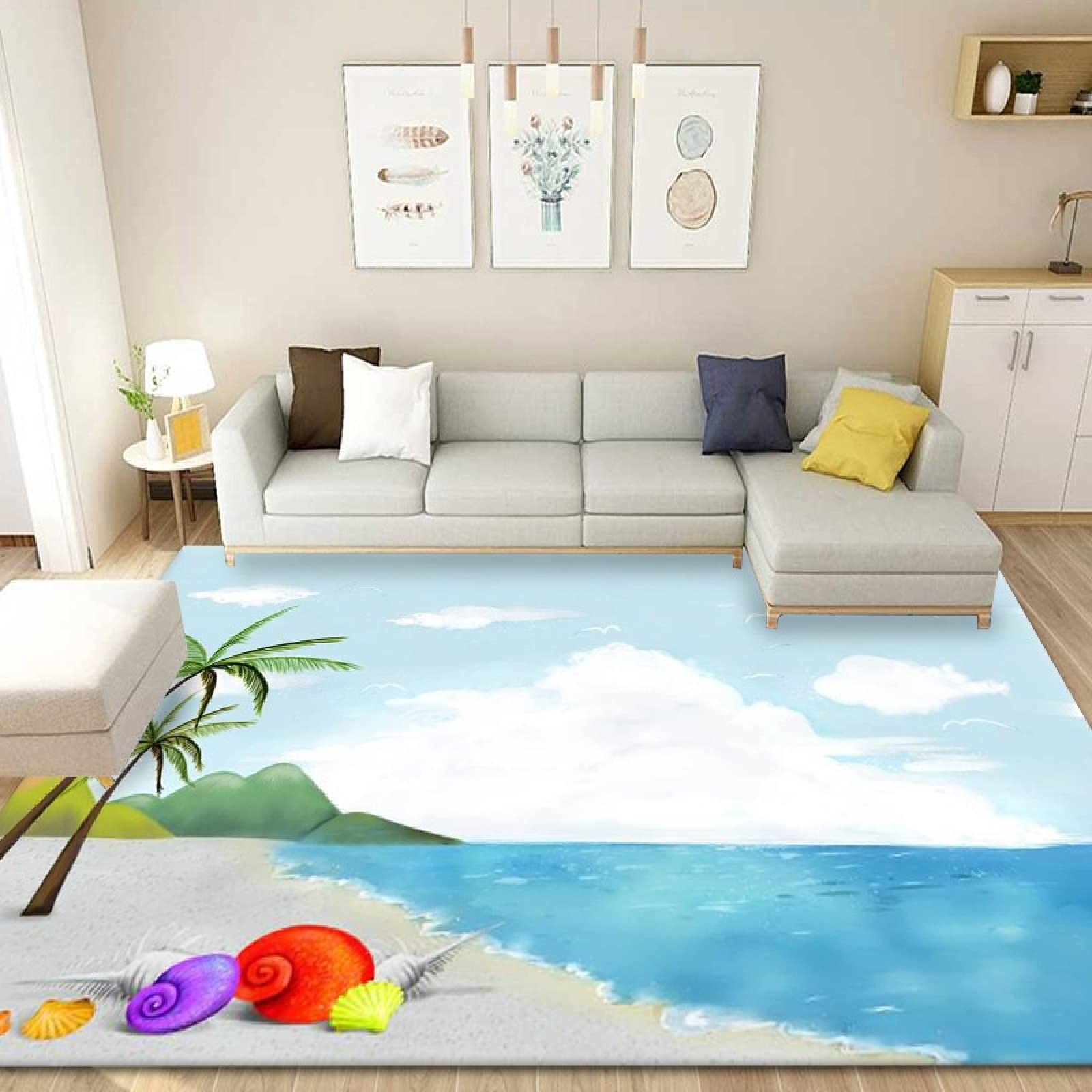 Tapis de jeu enfant 3D bleu grand format 120x200cm pour sol de salon moderne