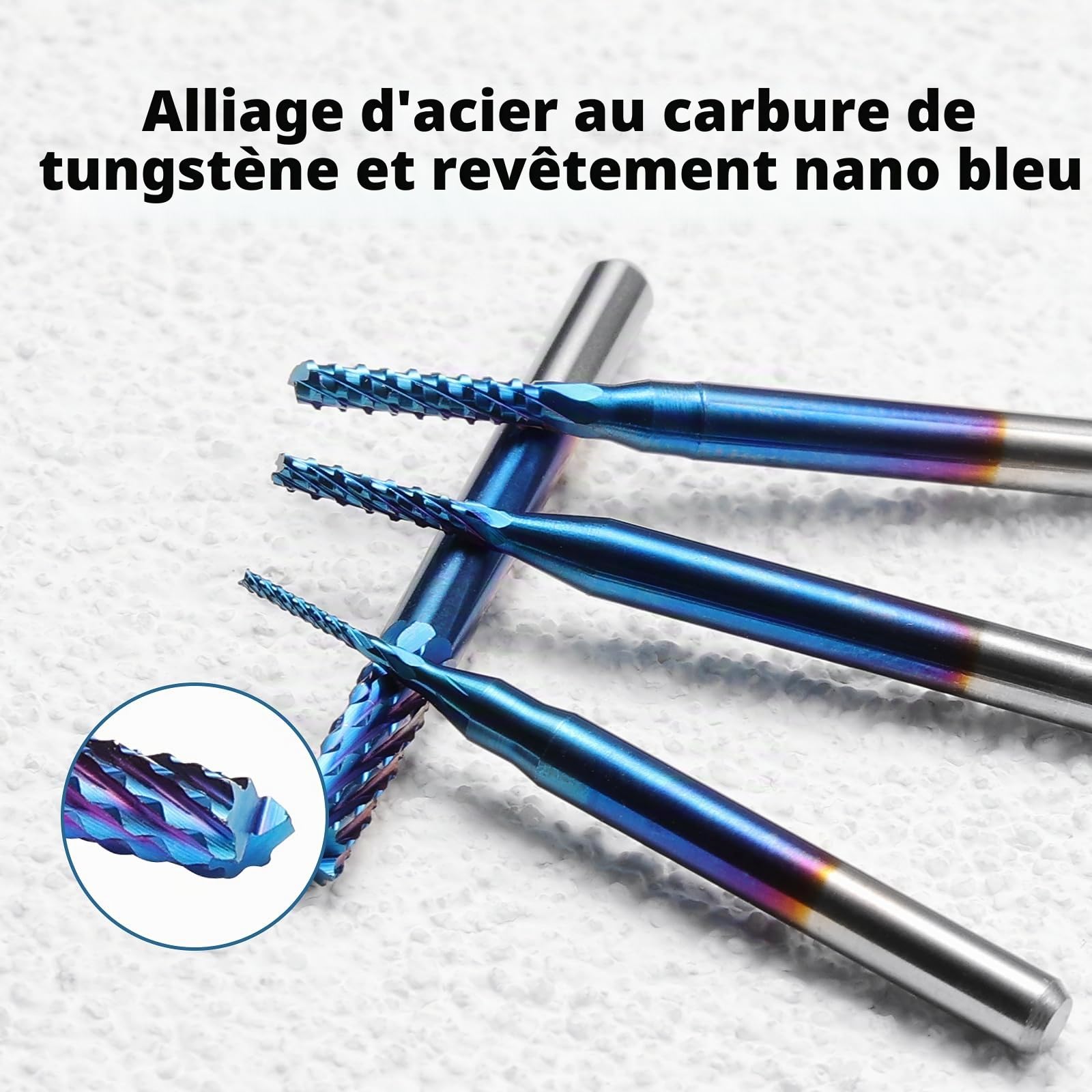 SainSmart Genmitsu Fraise CNC 10Pcs Nano Blue Coat, 0,8-3 mm, queue de 1/8