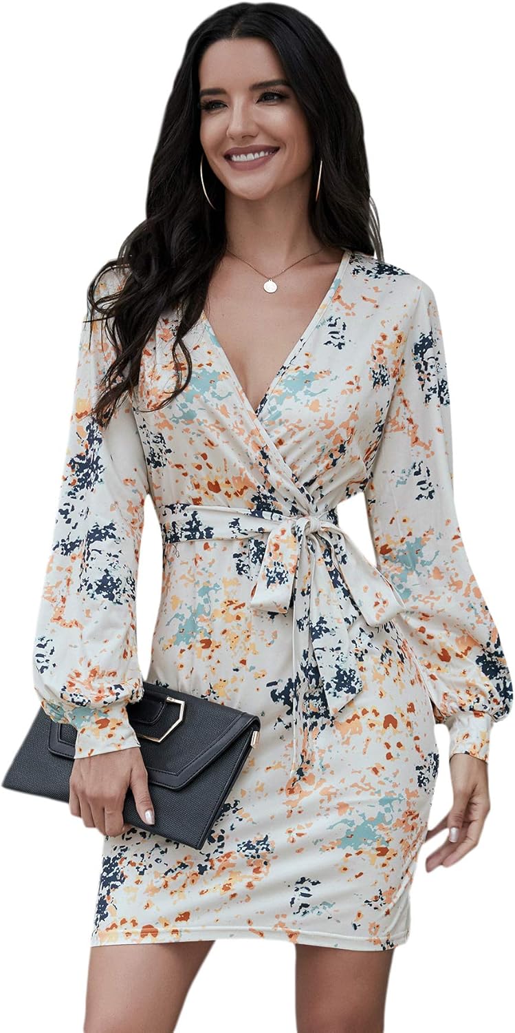 Floerns Robe Moulante Florale V-Neck Femme avec France Ubuy