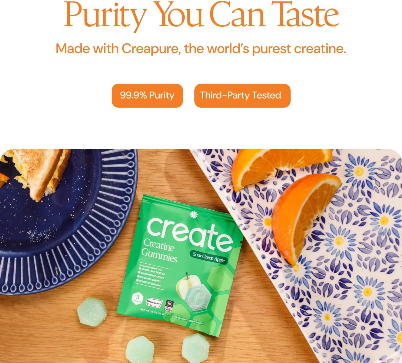 Create Creatine Gummies for Men & Women – NSF Certified, Made with Creapure Creatine Monohydrate, Great Tasting, Anti-Melting Formula, 30ct Standup Pouch, 90 Gummies (Variety Pack)