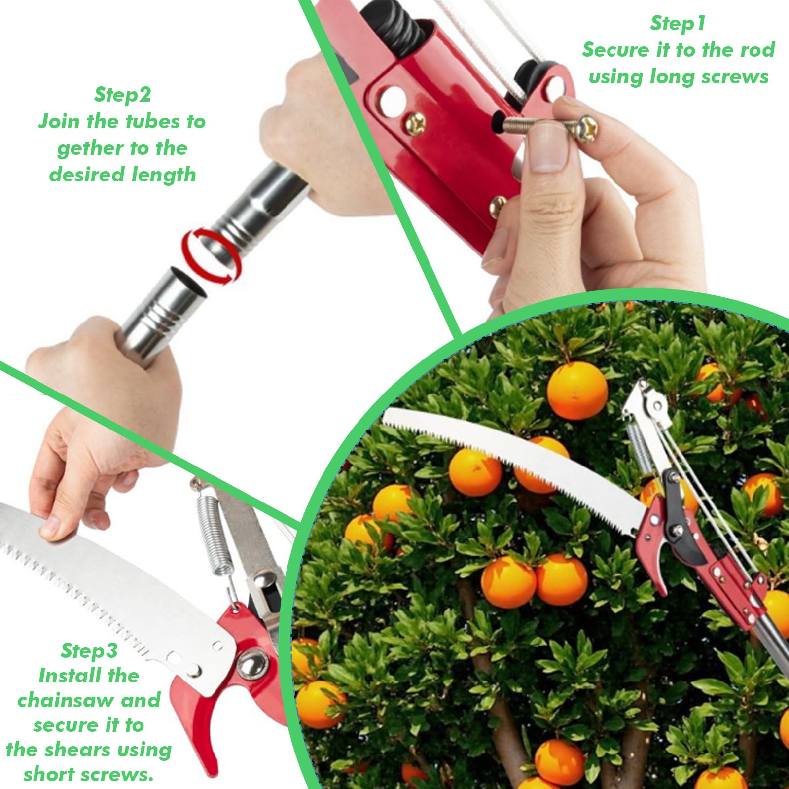 Sierra de podar telescópica para podar árboles, tijeras para ramas altas, 82-410 cm, cortador de ramas manual con mango telescópico, sierra telescópica para jardines, silvicultura, agricultura