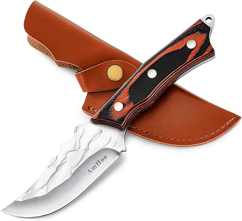 AmHoo Herramienta al aire libre cuchillo de bushcraft profesional, cuchillo de deshuesado, cuchillo de caza de supervivencia, cuchillo táctico,