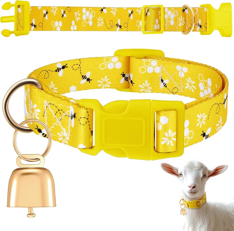 Coleira para Cabras e Cordeiros com Sino de Cobre Yeyeplum, Estilo Fazenda com Abelhas
