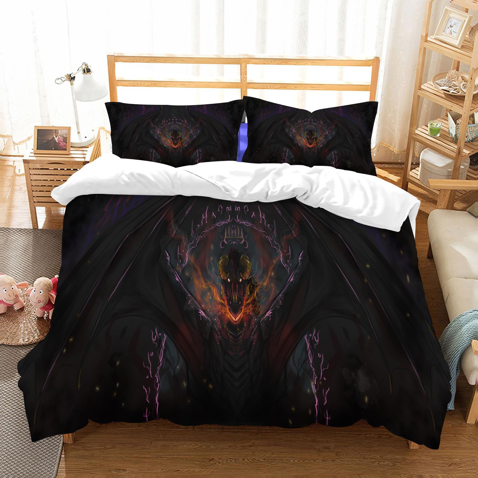 Parure de lit dragon en microfibres de haute qualité pour un entretien facile