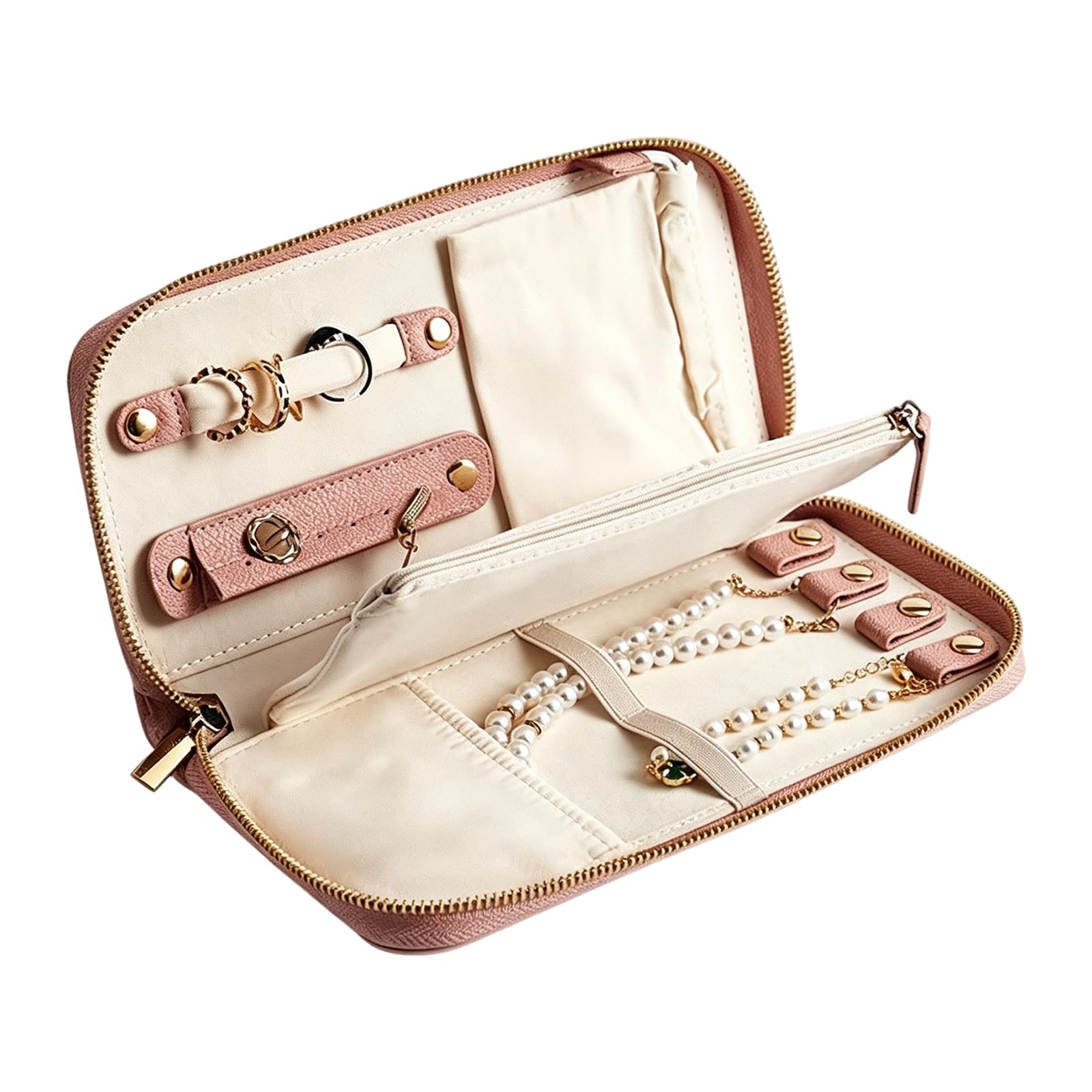Estuche para guardar joyas con soportes para collares con