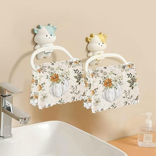 Miniatura 6 de Thanksgiving Decorative Pumpkins Flowers Set of 6 Fast Drying Microfiber Cleaning Cloths Decorative Quality Car Cleaning Cloth for Bathroom