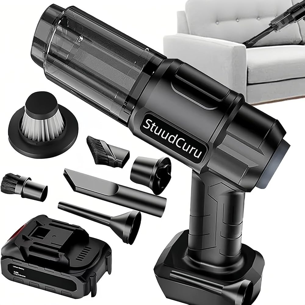 StuudCuru Handheld Vacuum Cleaner and Air Duster, Versatile Cleaning Device with LED Light for All Scenarios