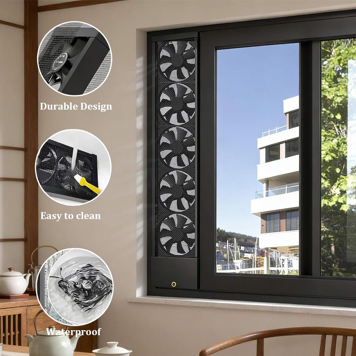 Vertical Window Exhaust Fan for Sliding Windows, Perfect Fit Top & Bottom Frames, Tool-Free Adjustable Speed for Bedrooms(13.78-15.75in)