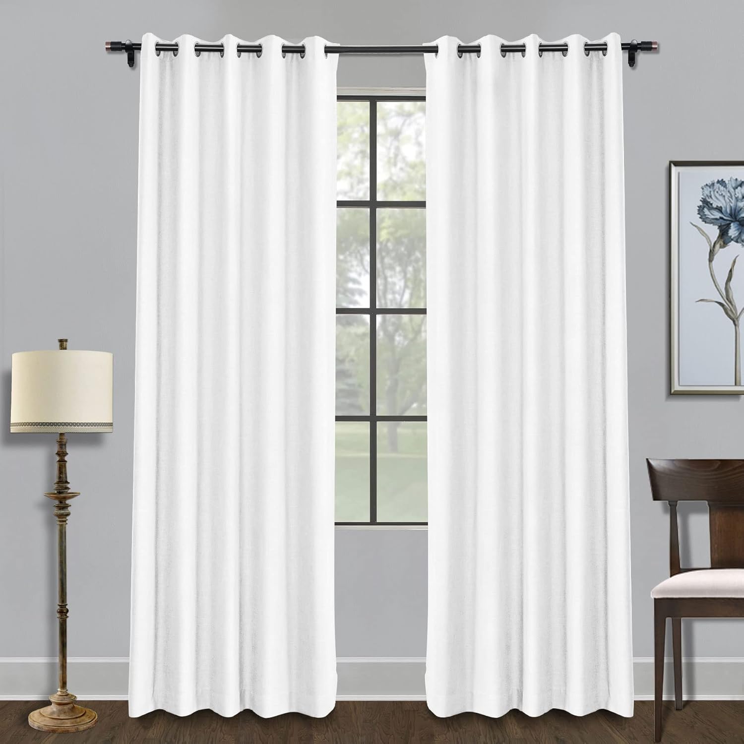 Fcosie Extra Wide Blackout Curtains 150Wx96L Inches Patio Door Curtains Natural Linen Blended Window Curtain Panels, Burlap Curtains for Sliding Glass Door (Cream White, 1 Panel)