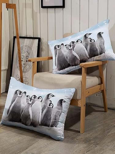 Miniatura 6 de Datura home Juego de edredón con estampado de pingüinos y nieve, juego de ropa de cama con 1 edredón y 2 fundas de almohada para dormitorio de niñas