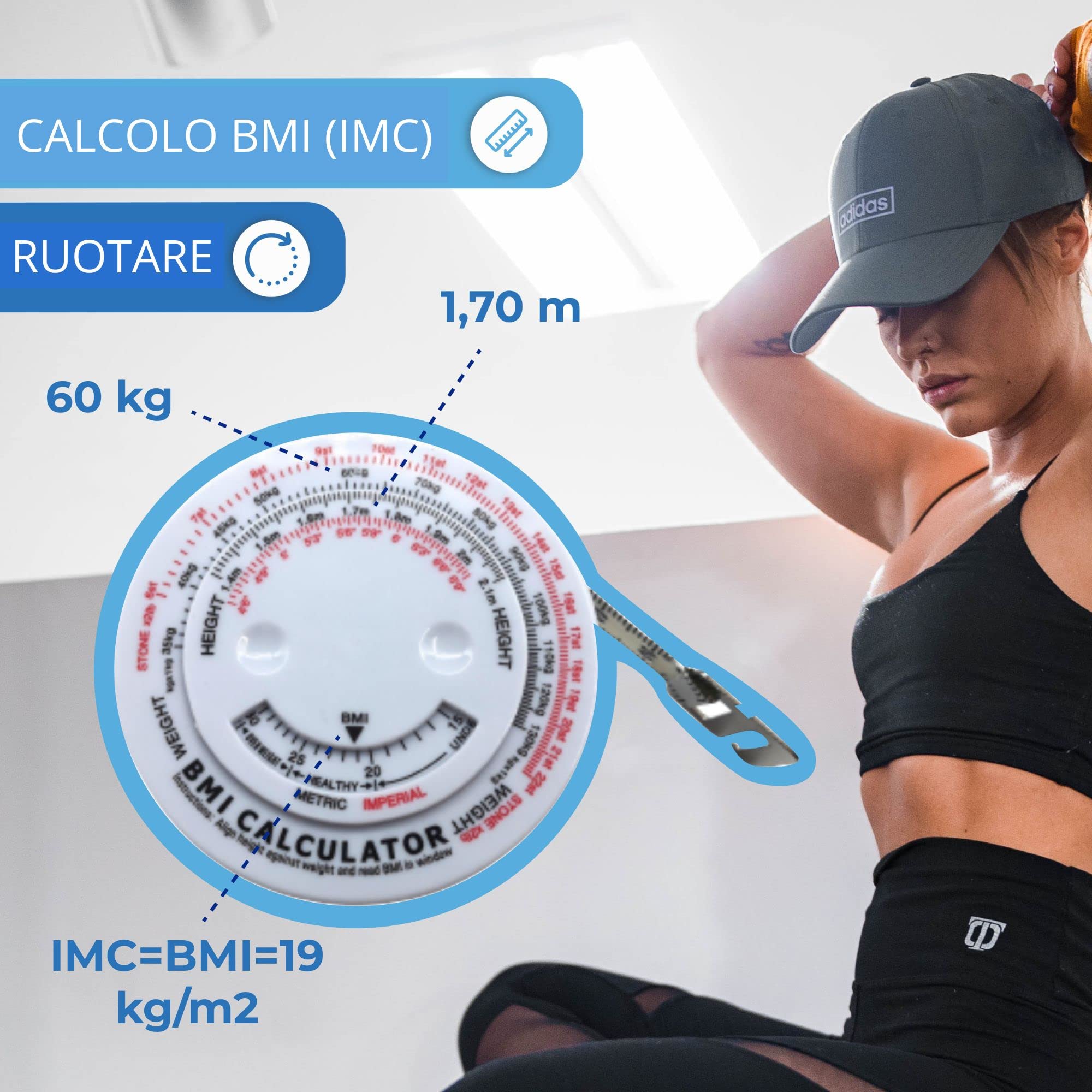 Kitdi3 Plicometro Professionale + Metro per Misurare Corpo +Foglio di Calcolo per Misurare la% di Grasso -Misuratore Grasso Corporeo -Ideale per Professionisti e Persone che Vogliono Perdere Grasso