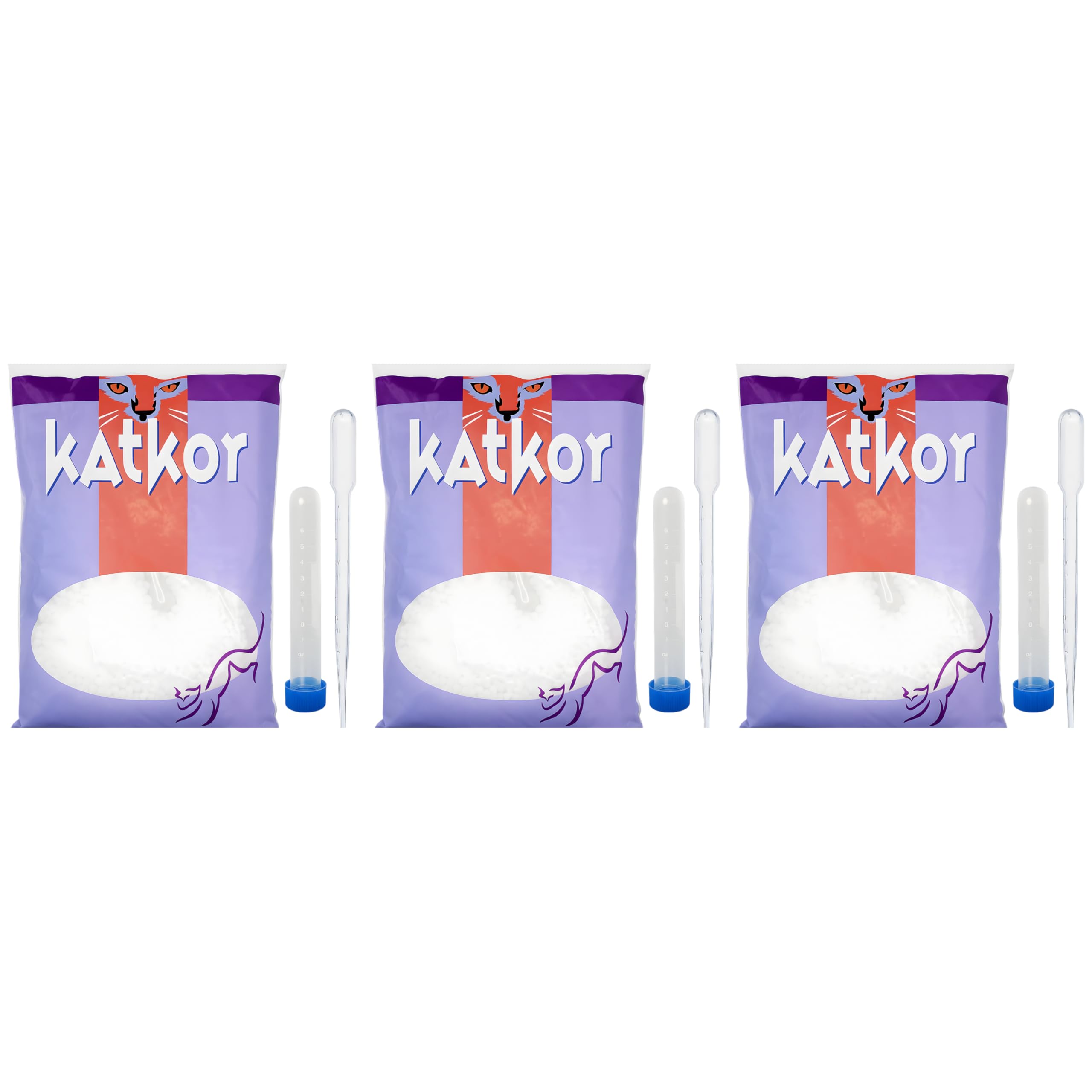 Katkor Cat Urine Sample Kit - Non-Absorbent Cat Litter for Urine Collection, Includes Pipette & Tube – 200g - Hygienic Cat Urine Sample Kit for Testing & Diagnosis (3 Pack)