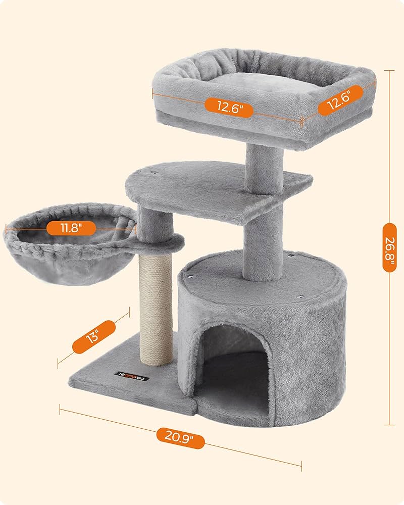 Tectake Cat Tree Scratching Post Snooky - Cat Scratching Post Cat Tower - Grey | DIY At B&Q