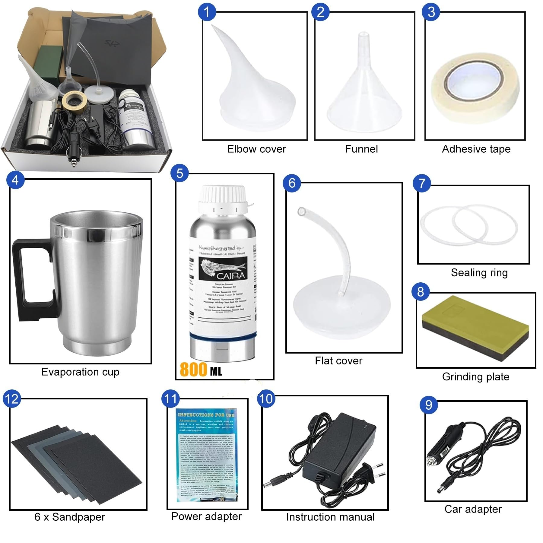 Kit de Pulido para Faros de Coche - Restauración Profesional de Faros - Haz Que Tus Faros Brillen como Nuevos