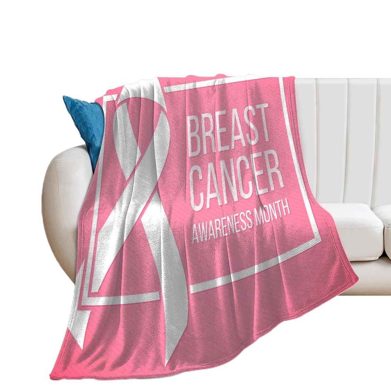 NCLQVJXZKHW Ribbon Awareness Breast Cancer Flannel Blanket Soft Throw Blankets Bed Couch Sofa Travel