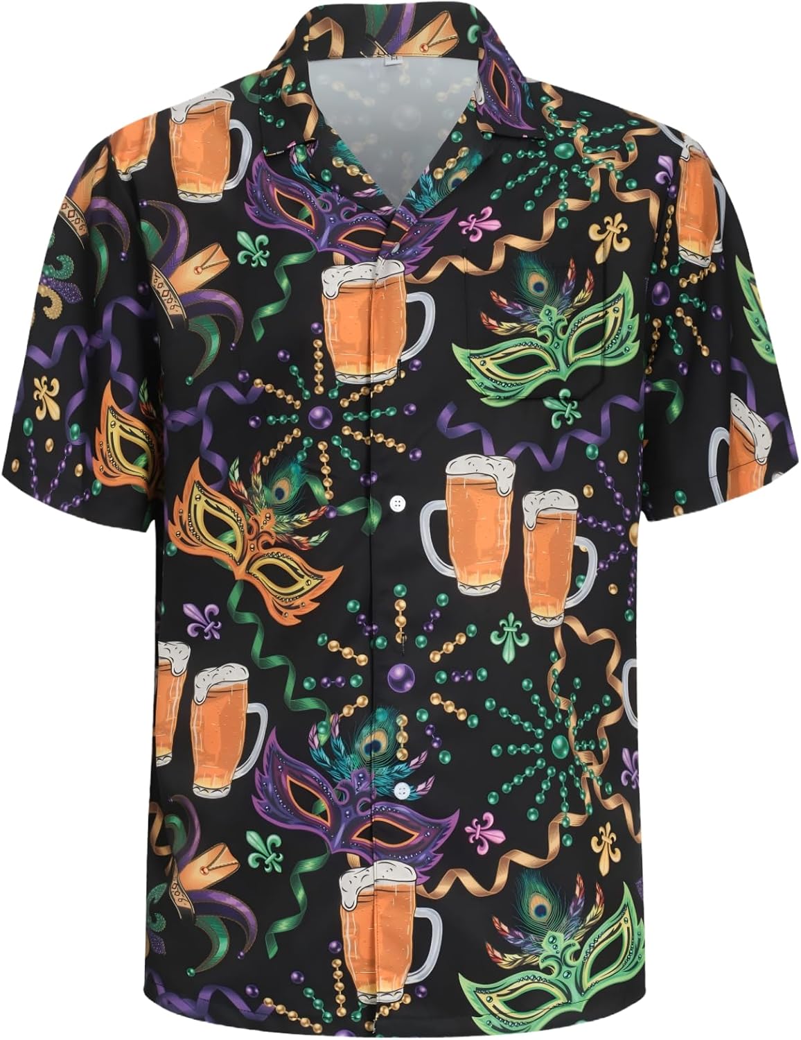 Mardi Gras Hawaiian Shirts for Men Women, Christmas Button Up Shirts, Hawaiian Holiday Shirt