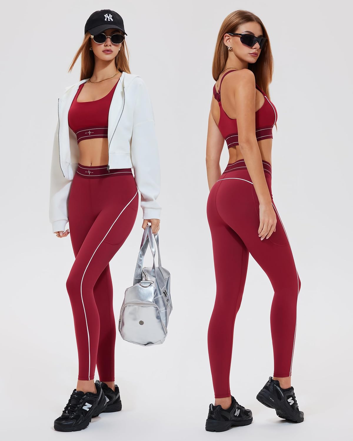 Mudere 2 Piece Workout Sets for Women High Waist Leggings with High Impact Sports Bra Yoga Outfits - Image 5