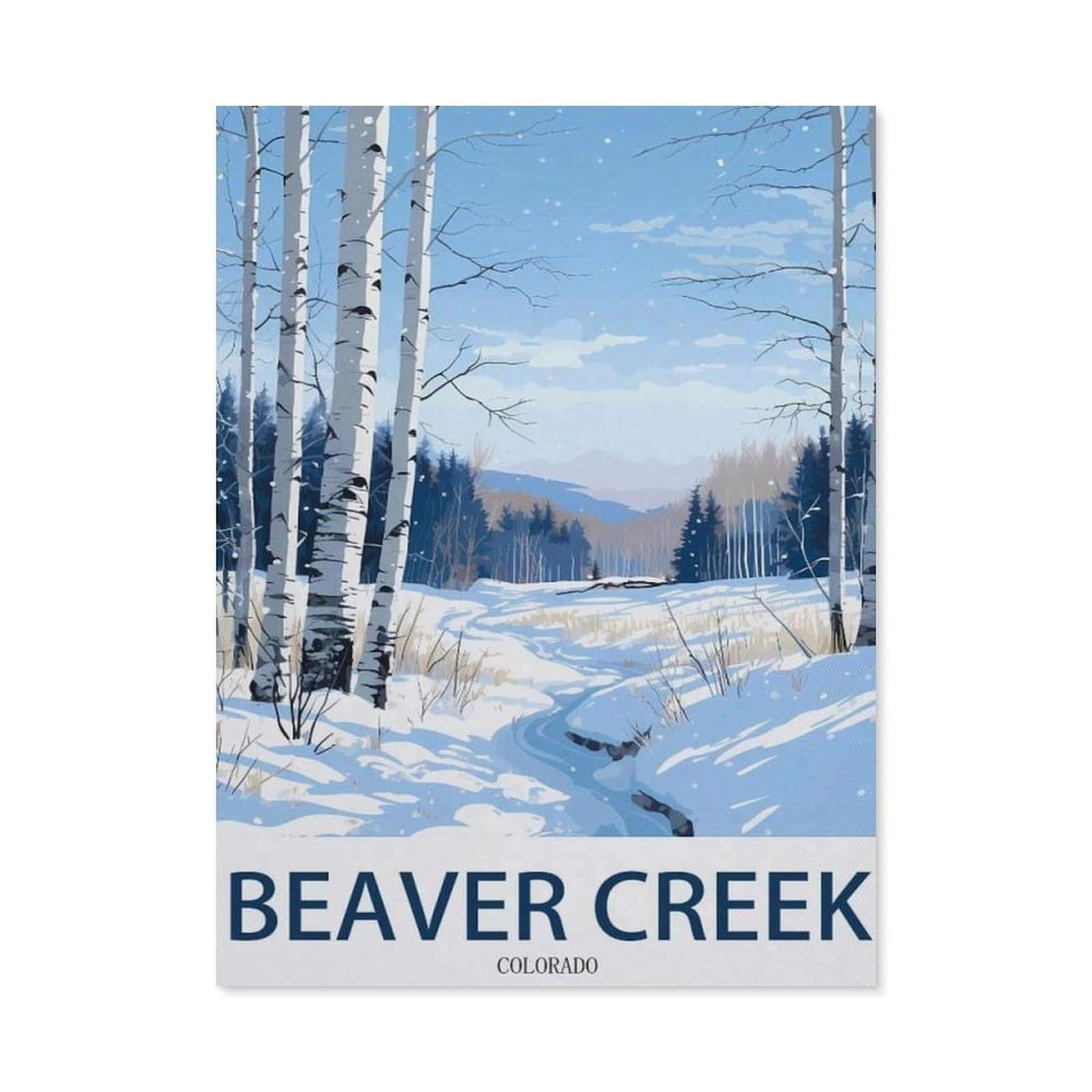 BEAYODKP 5D DIY Diamond Painting，Beaver Creek Colorado ， Winter