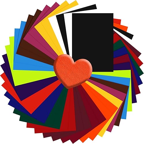 Miniatura 1 de Paquete de 30 hojas de vinilo de transferencia de calor 3D de varios colores, vinilo HTV de 10 x 12 pulgadas, vinilo termotransferible de vinilo