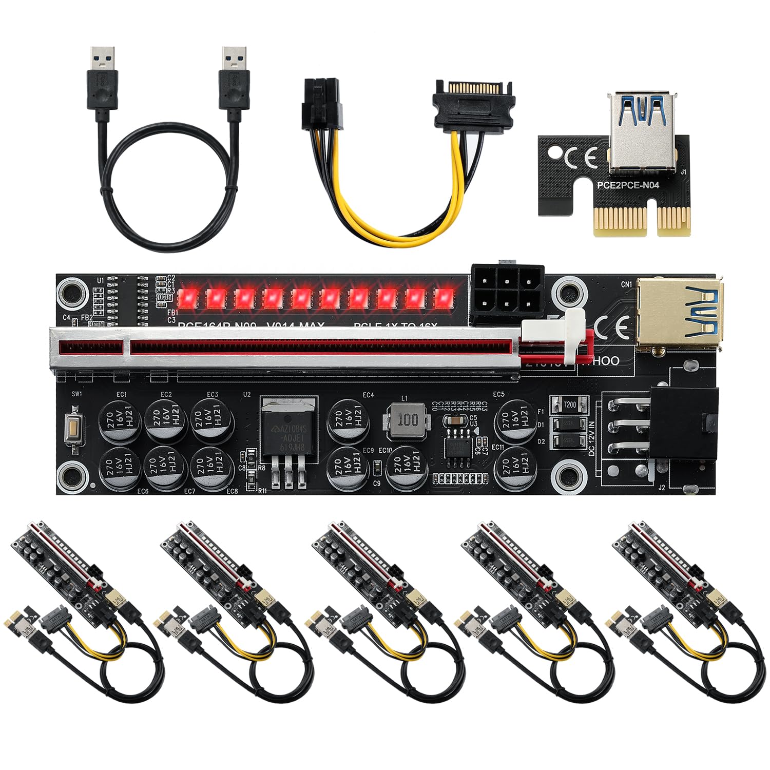 Pcie 4.0 Riser YBBOTT PCI-E Riser Card – 1x Auf 4x Slots, Für Bitcoin Mining,  Mit USB-Kabel PCI Express Multiplier