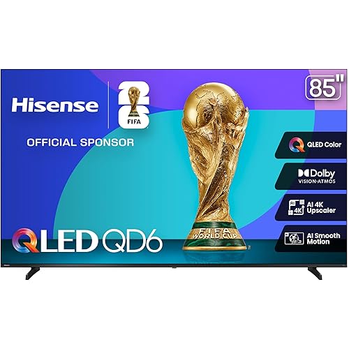 Hisense 85-Inch Class QD6 Series QLED 4K UHD Smart Fire TV (85QD6QF, 2025 Model) - QLED, Dolby Vision, Dolby Atmos, Motion Rate 120, HDR 10+, Game Mode Plus, Alexa Built in