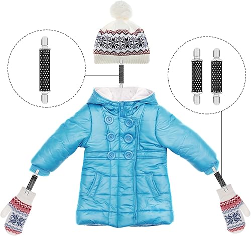Miniatura 5 de SATINIOR 8 clips de guantes para niños, clips de vestir para sombrero, guantes ajustables, clip de tirantes elástico, clip para guantes pequeños, 3