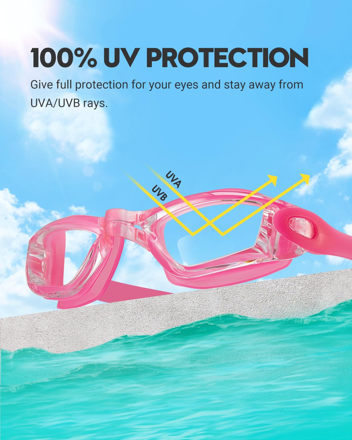 Juego de 2 gafas de natación sin fugas para adultos, hombres, mujeres, jóvenes