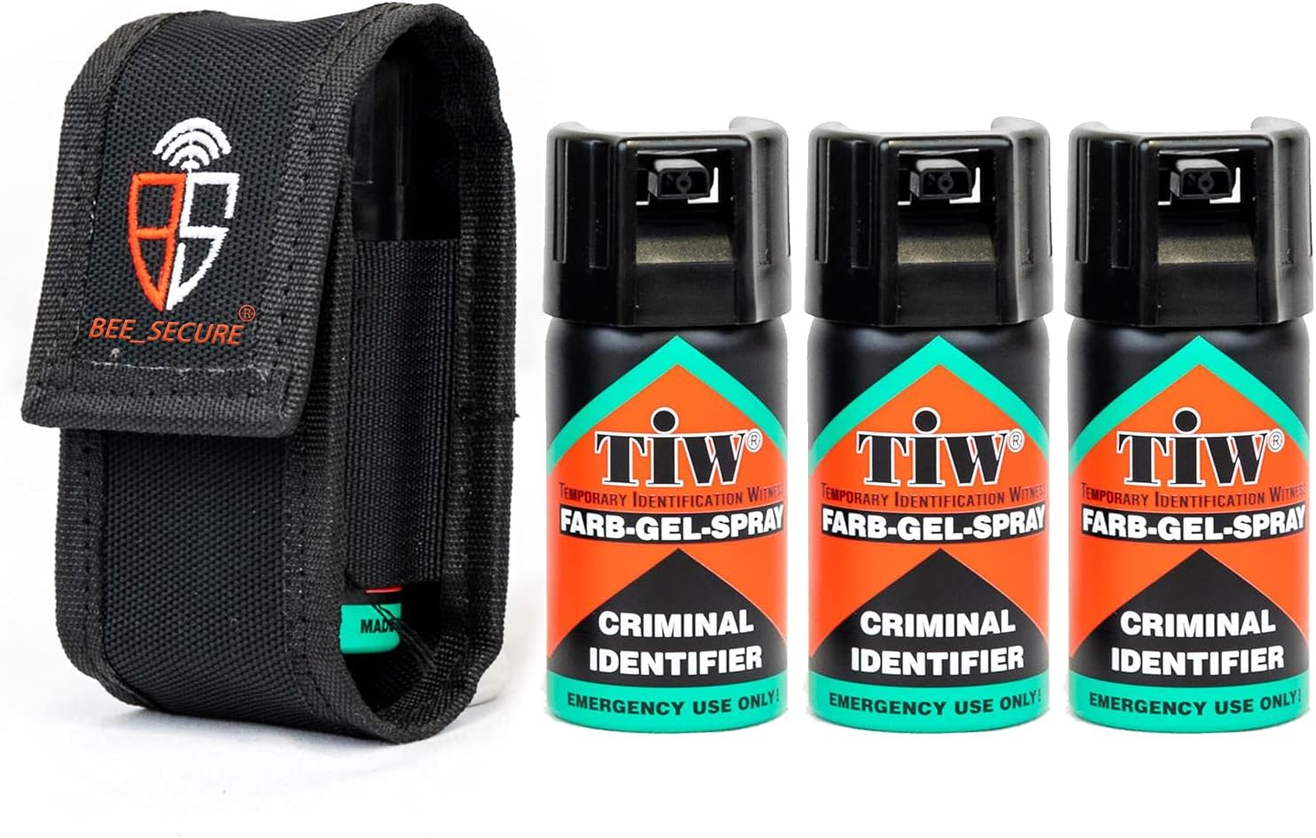 Multi Farb Gel Personal Self Defence Spray - Red Dye - UK Legal Emergency Spray PK3 + Genuine Bee-Secure Pouch