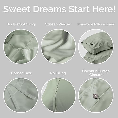 Miniatura 4 de Juego de funda de edredón - Funda de edredón 100% viscosa derivada de bambú, tamaño Queen, 3 piezas de funda de edredón refrescante de lujo para
