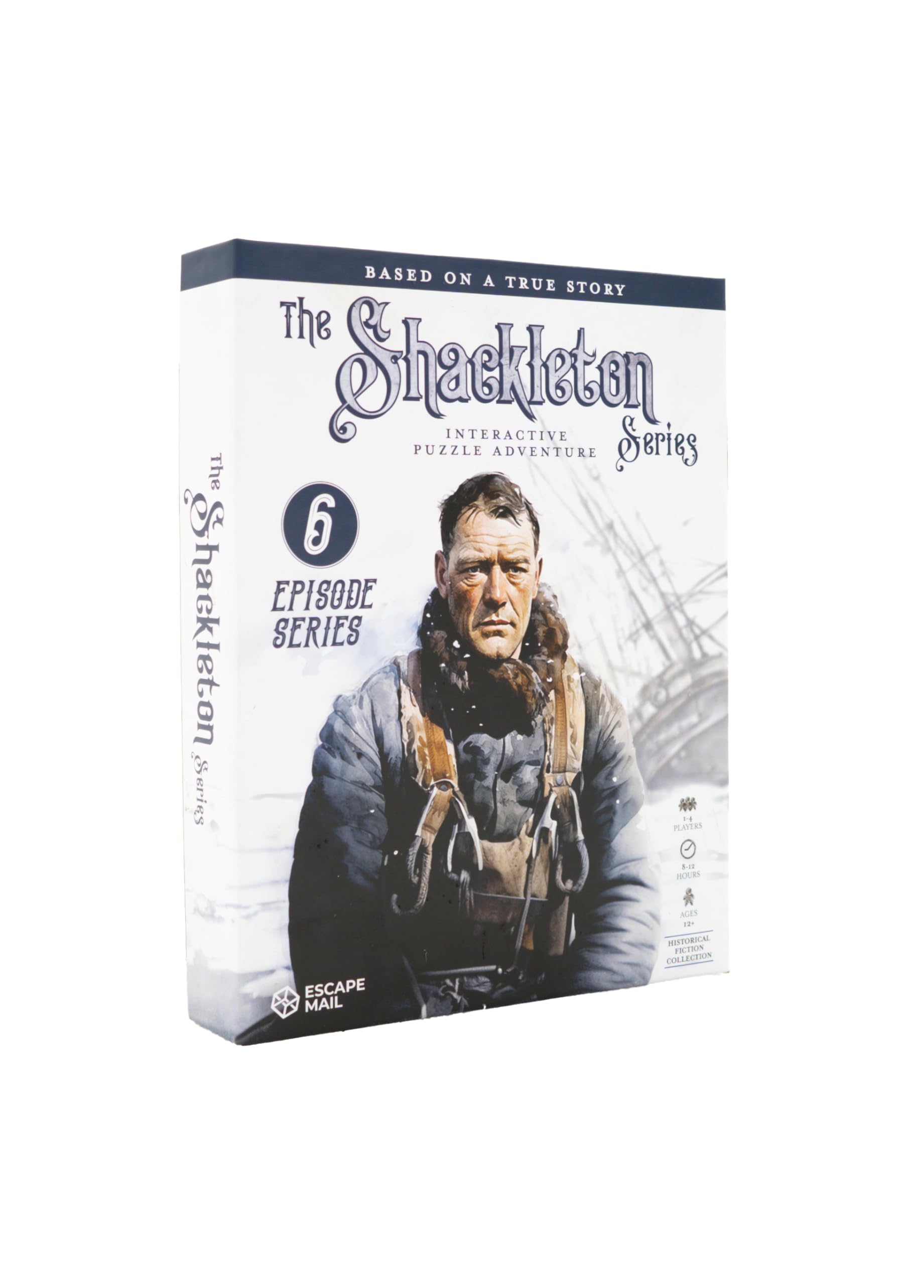 The Shackleton Series, Interactive Puzzle Adventure, replayable, ages 10+, 1-4 players, 1-2 hours per Episode, 6 Episodes inside, 9+ hours of play, Complete Series.
