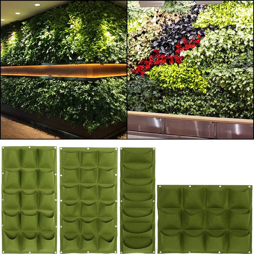 Sac Mural à Plantes 36 Poches En Feutre - Plantation Verticale Pour Balcon, Jardin, Intérieur - Économie D'espace - Noir Ou Vert